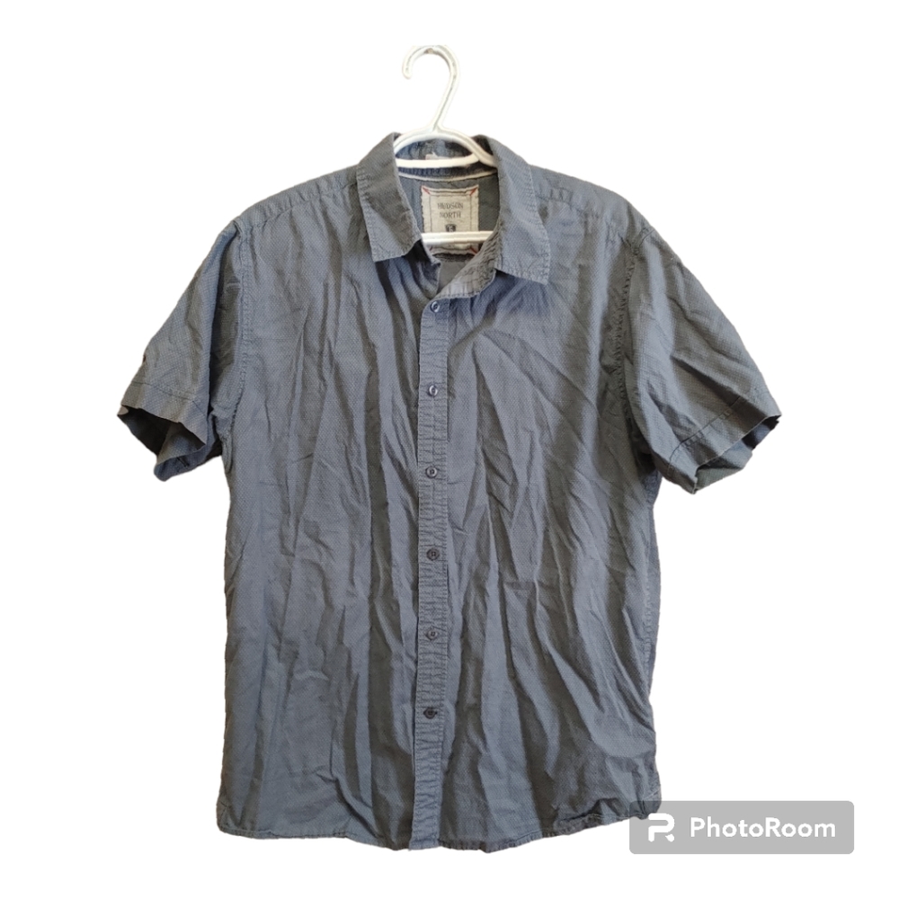 HUDSON NORTH 100% Cotton Short Sleeve Button Down Shirt Size Large